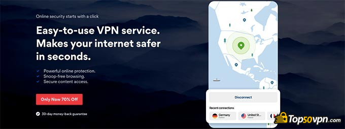 NordVPN VS PIA: Recursos da primeira página do NordVPN. NordVPN VS PIA: Recursos da primeira página do NordVPN.